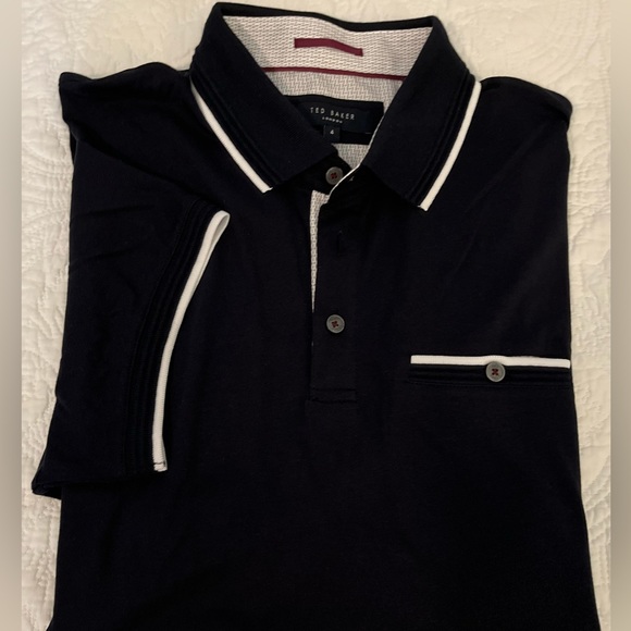 Like new! TED BAKER London Derry Flat Knit Polo Shirt Navy-Size 4 - Picture 6 of 9